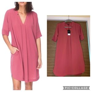 Bobeau Rose V-Neck Shirt Dress